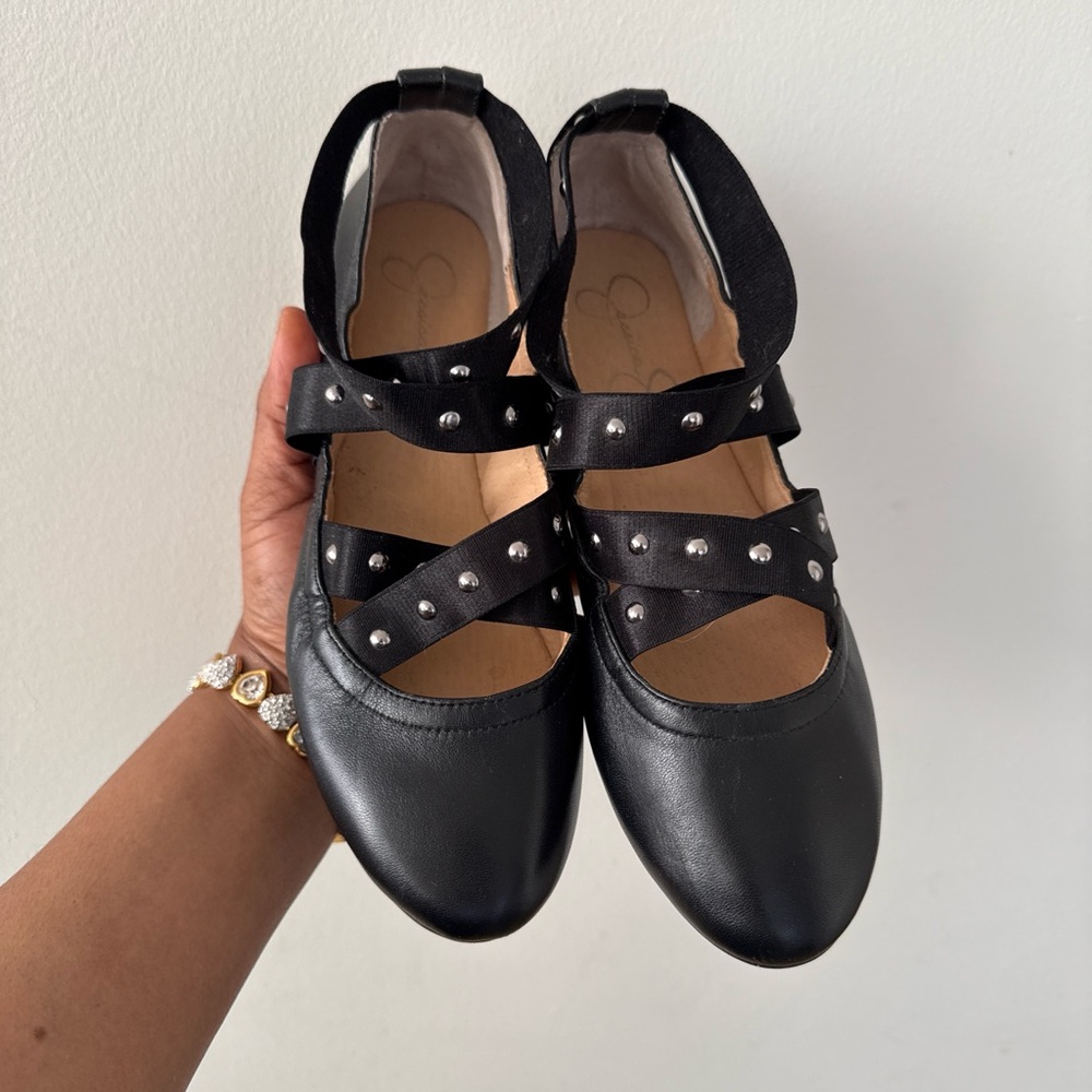 Jessica Simpson Black Studded Flats